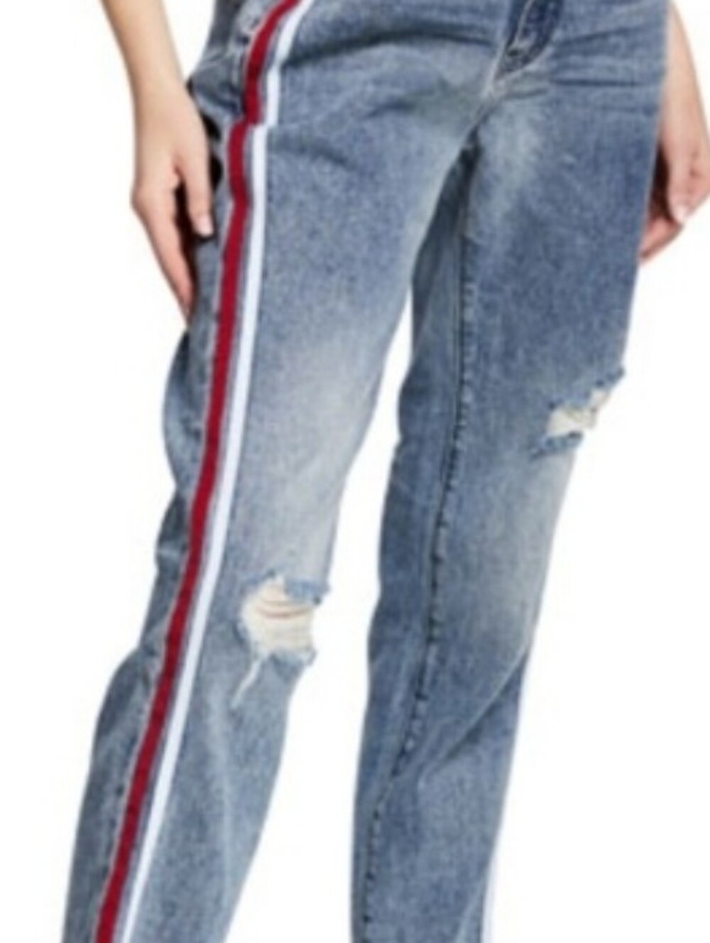 One × One Teaspoon High Waist Baggy Striped Jeans Light Wash Distressed Size 29 - Picture 15 of 15